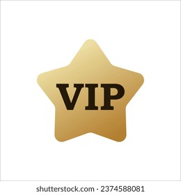 Golden star with inscription vip. Royal premium label for invitation with exclusive emblem and elegant design for famous and wealthy vector visitors