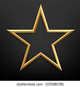 Golden Star With Isolated Black Background With Gradient Mesh, Vector Illustration