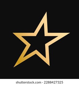 Golden Star Isolated Black Background With Gradient Mesh