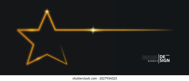 Golden star isolated on dark luxury horizontal background best for banner template.