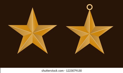 Golden star isolated on white Background. object for decorate christmas day, vector illustration