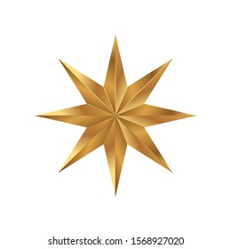 Golden star isolated on a white background. Holiday symbol for Christmas and New Year. Flat vector illustration EPS10