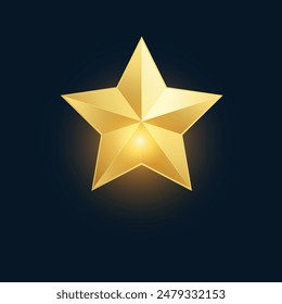 Golden star isolated on white background. Realistic vector icon.