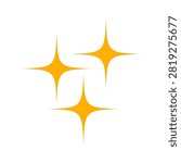Golden star light icon, sparkle pictogram. Magic effect glitter, cute simple shine symbol. Beam doodle star cross, holiday celebration sticker isolated on white background. Vector illustration