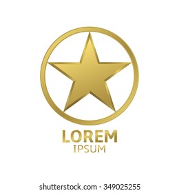 Golden star logo. Award symbol, Vector illustration