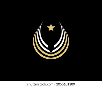 Golden star logo design template vector