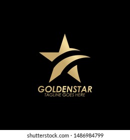 Golden star logo design vector