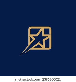Golden star logo design. Vector illustration of Golden star on dark background. modern logo design vector icon template