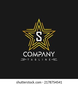 Diseños de logotipo de estrella dorada, diseños de logotipo de estrella elegante, logotipo de estrella de letras S