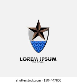 golden star logo icon for security technology and business company