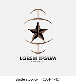 golden star logo icon for security technology and business company