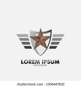golden star logo icon for security technology and business company