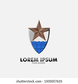 golden star logo icon for security technology and business company
