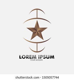 golden star logo icon for security technology and business company