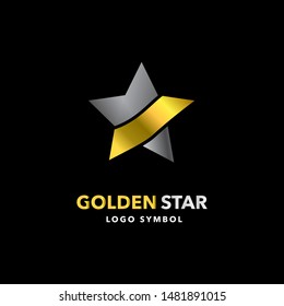 Golden Star Logo Symbol Star with Ribbon Elegant Logo