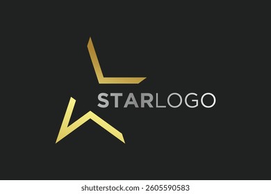 Golden Star logo template design background with light effect