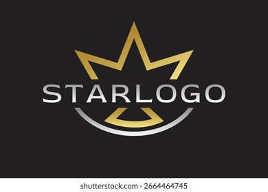 Golden star logo vector design template