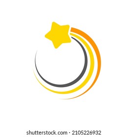 Golden Star Logo Vector Icon Design. Technology Circle Logo And Symbols. Shooting Star Symbol Illustration. Fallig Golden Christmas Star Icon Isolated On White Background Illustration