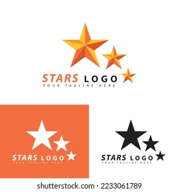 golden star logo. Vector illustration of star 3D icon