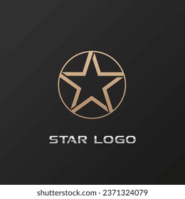 Golden Star Logo vector in modern and elegant style on black background