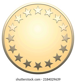 Golden star medal on white background