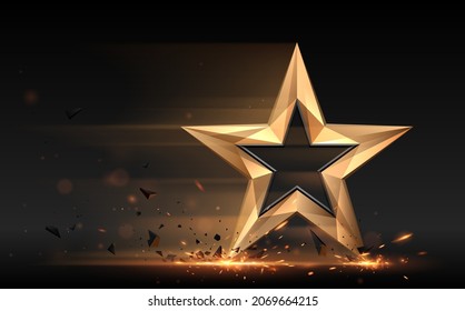 Golden Star With Motion Effect And Sparks