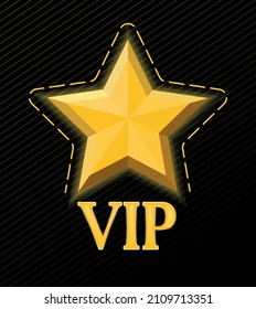 Golden star on a black background, emphasizing the VIP status. Vector image