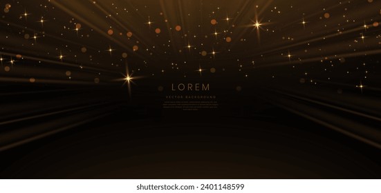 Golden star on black background with lighting effect and sparkle. Luxury template celebration award design. Vector illustration