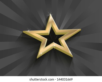 golden star on black with diamond screws,vector template for cosmetics, show business