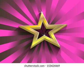 golden star on black with diamond, template for cosmetics, show business