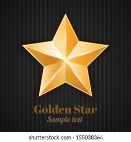 Golden star on black textured background. Vector illustration. Stock vector