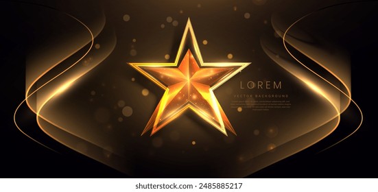 Goldener Stern auf braunem Hintergrund mit Lichteffekt und Funkeln. Luxuriöses Design für den Vorlage-Preis. Vektorillustration