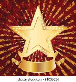 goldener Stern auf Grunge-Textur mit leerem Banner