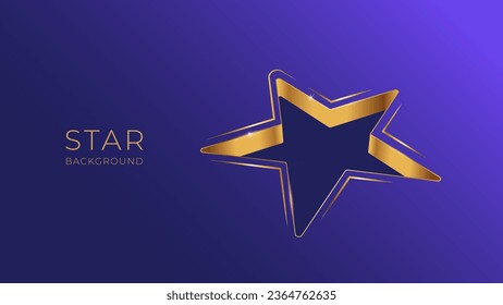 Golden star on purple modern background. Luxury award banner with stars. Vector illustration