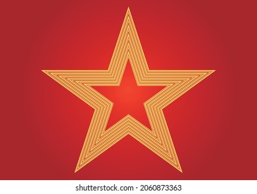 Goldener Stern auf rotem Hintergrund.