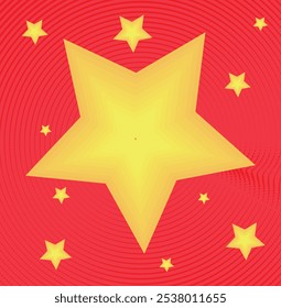 Golden Star on Red Circular Background Abstract Starry Design