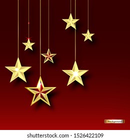 golden star with on red velvet. vector