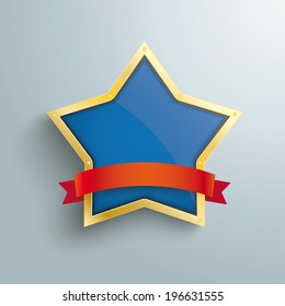 Golden star on the silver background. Eps 10 vector file.