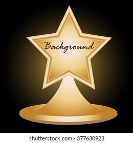  Golden star on stand.Design element for your advertising banner. An empty space ready for your text, advertising or product. Vector illustration