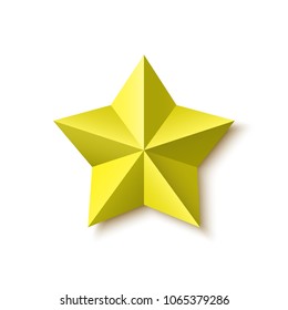 Golden star on white background. Vector illustration.