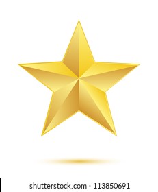 Golden star on white background