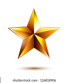 Golden star on white background