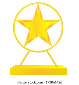 Golden star on the white background. Vector.