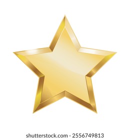 Golden star on the white background.