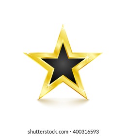 Golden star on white background. Vector Illustration