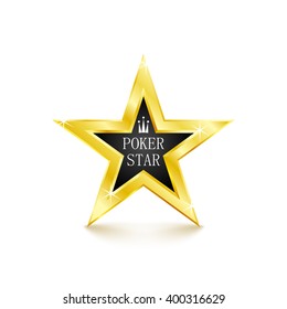 Golden star on white background. Poker concept. Vector Illustration