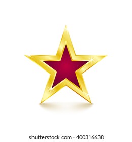 Golden star on white background. Vector Illustration