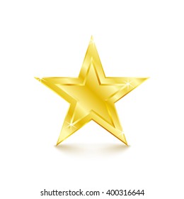 Golden star on white background. Vector Illustration