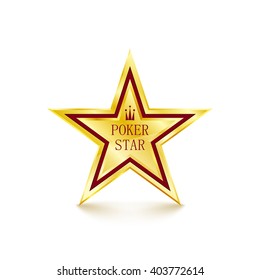 Golden star on white background. Poker concept. Vector Illustration