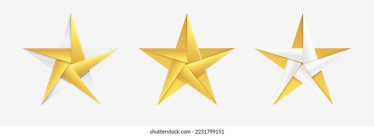 Golden star. Origami Christmas star made of gold foil.